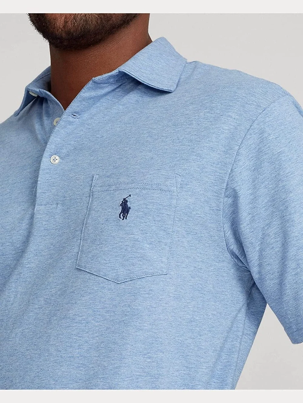 Ralph Lauren Polo Heathered Blue with Pocket and Navy Polo Horse Sz Medium